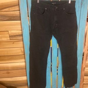 Akoo black distressed moto style jeans size 34x32 cotton fabric
